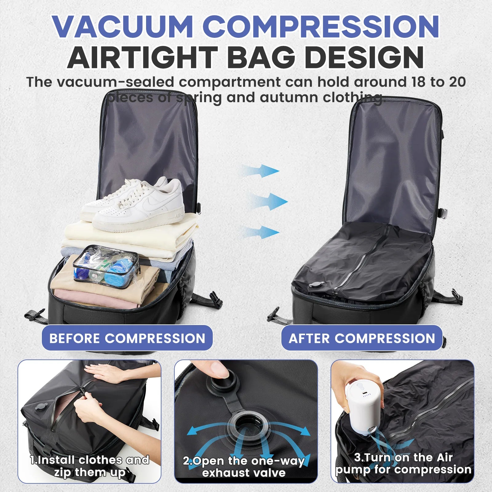 Men Vacuum Compression Backpack